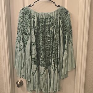 Free People Teal Lace Blouse